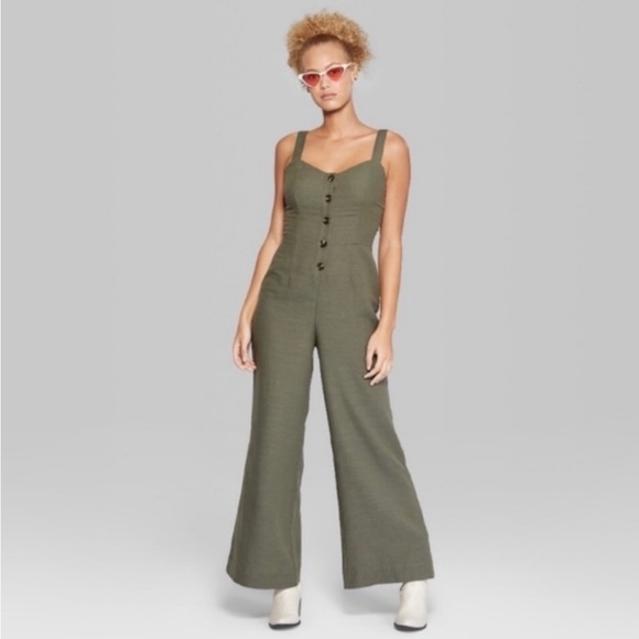 wild fable Pants - Wild Fable olive green jumpsuit, worn and washed once, size M